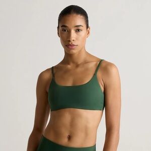 NWT QUINCE Italian Scoop Neck Bikini Top Small Palm 6599